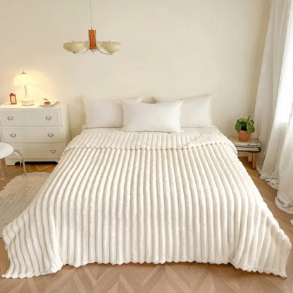 250GSM Soft Fluffy Striped Throw Blanket for Bed