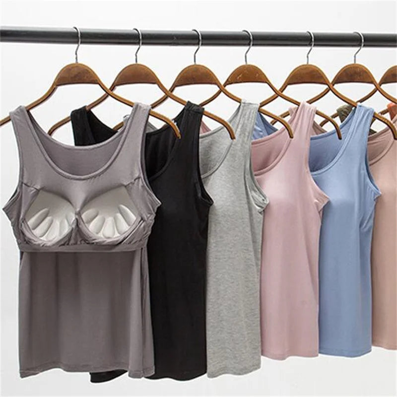 Women's Slim Fit Tank Top with Built-In Bra