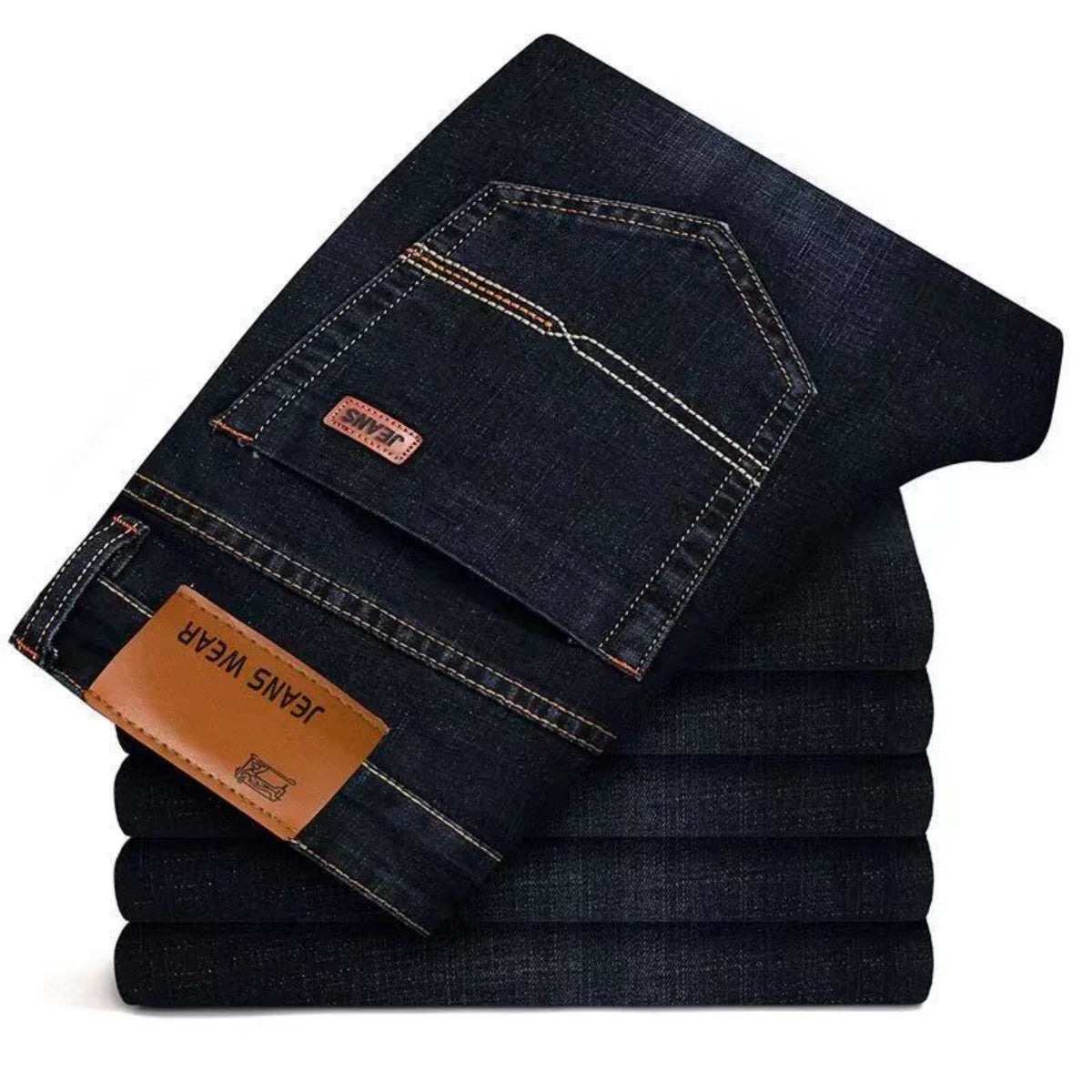 Men's Slim Fit Denim Jeans Casual Black Blue