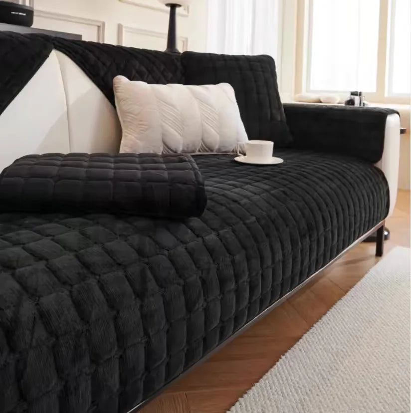 Flannel Sofa Cushion Non-Slip Plush Backrest Cover