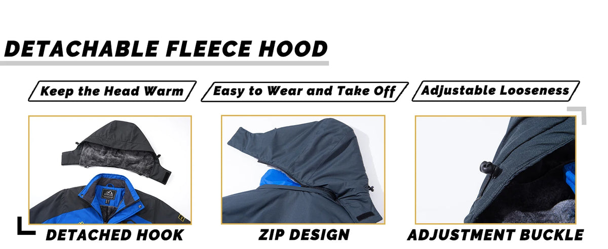 Men's Waterproof Fleece Ski Jacket Parka