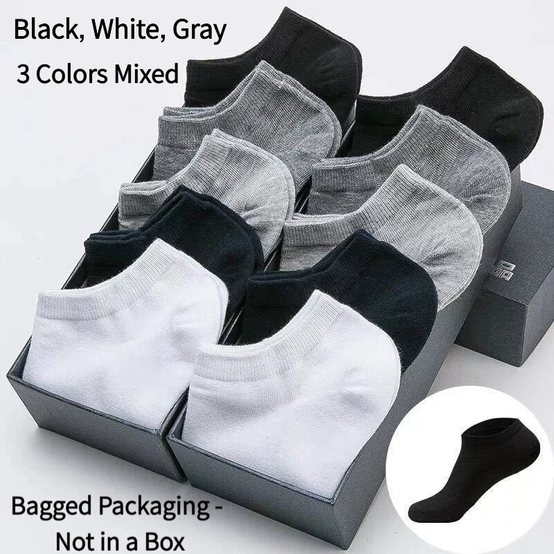 Unisex Ankle Socks Cotton Breathable Sports Black White Gray