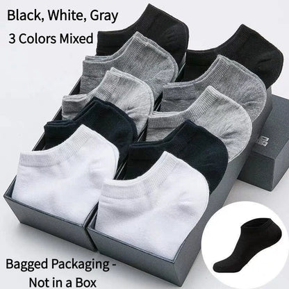 Unisex Ankle Socks Cotton Breathable Sports Black White Gray