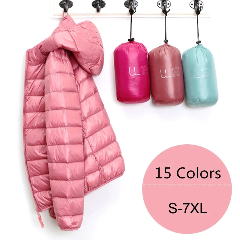 Women Hooded Puffer Jacket Plus Size Lightweight