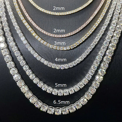 Moissanite Tennis Bracelet 2-6.5mm Rose Gold Silver
