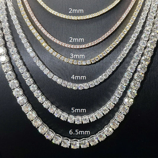 Moissanite Tennis Bracelet 2-6.5mm Rose Gold Silver