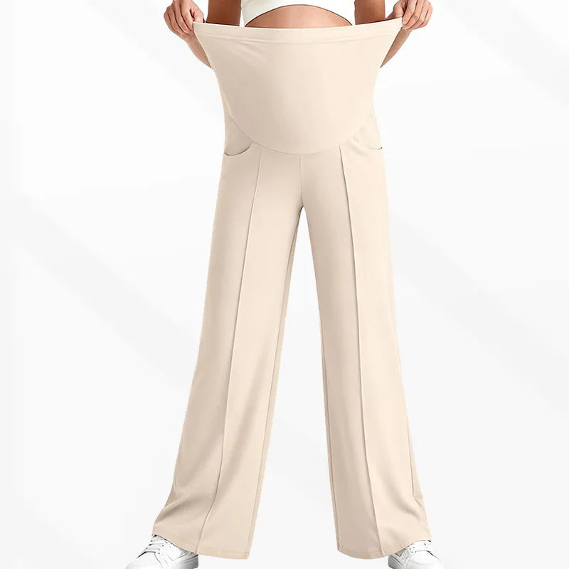 Plus Size Maternity Wide-Leg Pants Natural Color