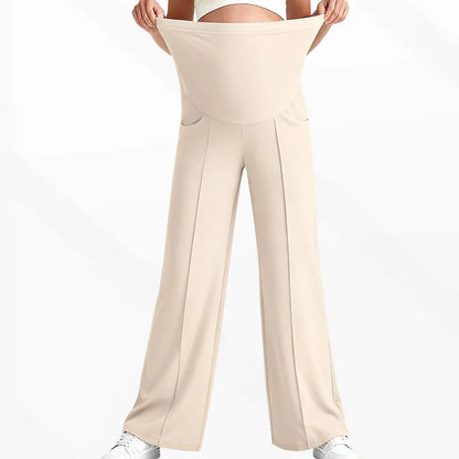 Plus Size Maternity Wide-Leg Pants Natural Color