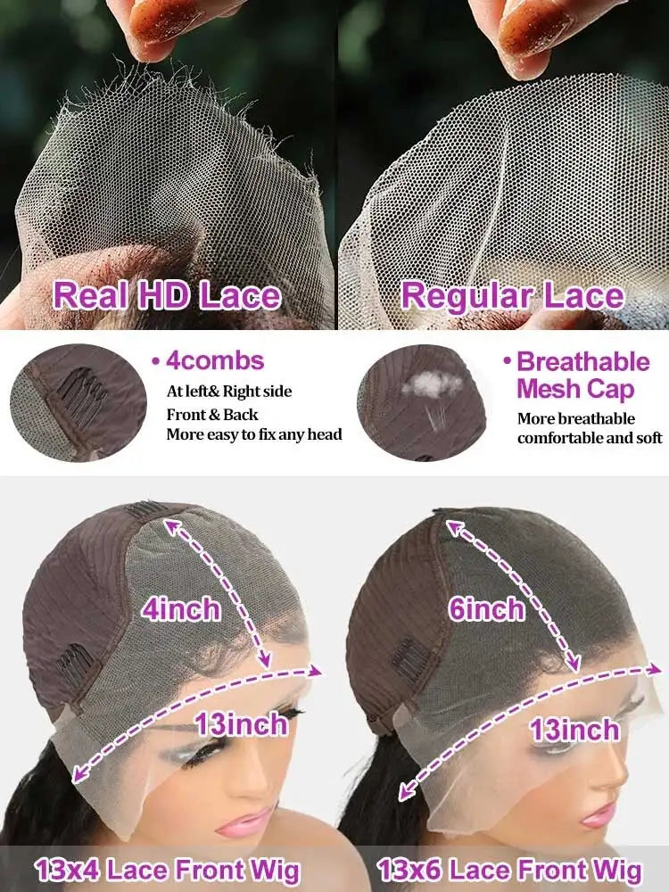 250% Density 40 Inch Loose Deep Wave Lace Front Wig