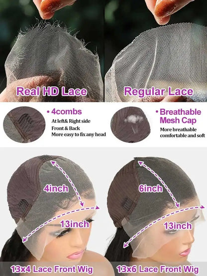 250% Density 40 Inch Loose Deep Wave Lace Front Wig