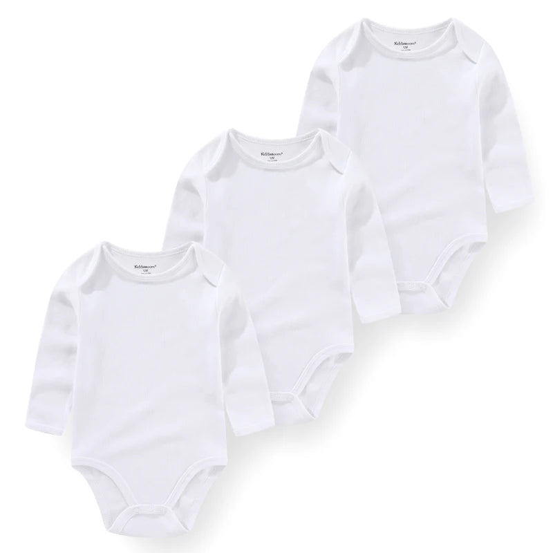 Kiddiezoom 3 Pcs Cotton Long Sleeve Baby Bodysuit