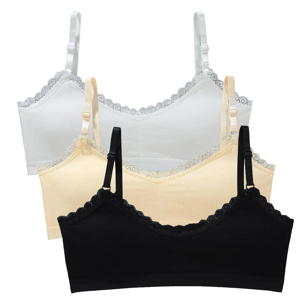 Girls Lace Training Bras Set Cotton Padded Daily Wear