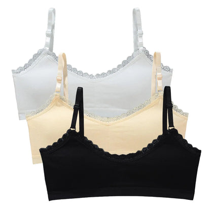 Girls Lace Training Bras Set Cotton Padded Daily Wear