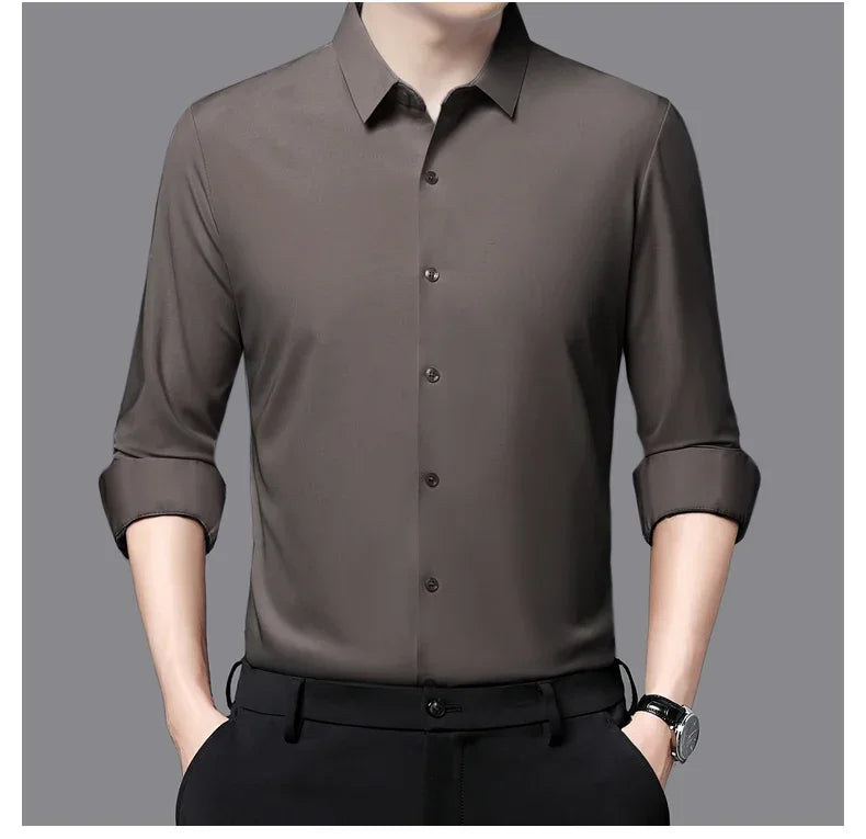 Men's Ultra-Stretch Slim-Fit Long Sleeve Shirt