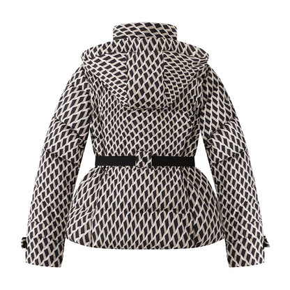 Women's Hooded Padded Winter Parka with Belt