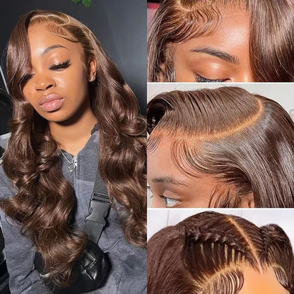 Chocolate Brown Body Wave Lace Front Human Hair Wig