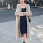 Thick Knee Length Open Knit Coat for Women