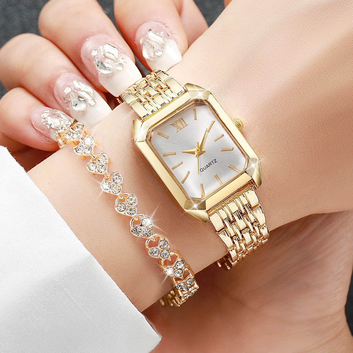 Fashion Rectangle Women Quartz Watch Bracelet Set