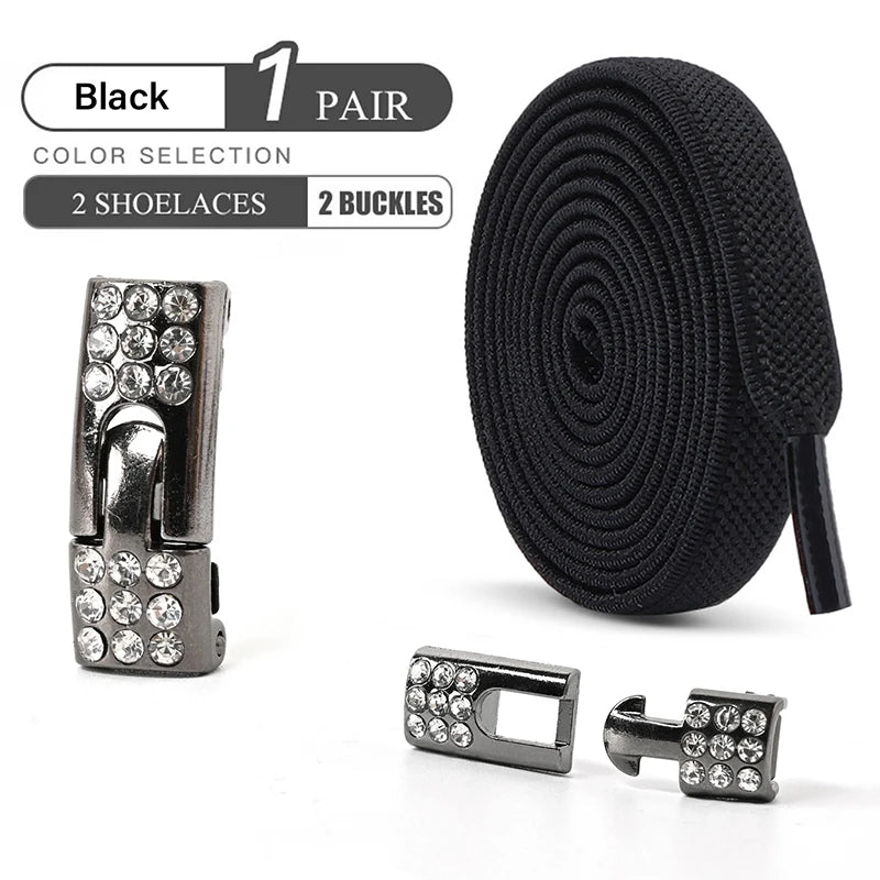 Diamond Buckle Elastic No Tie Shoelaces for Sports
