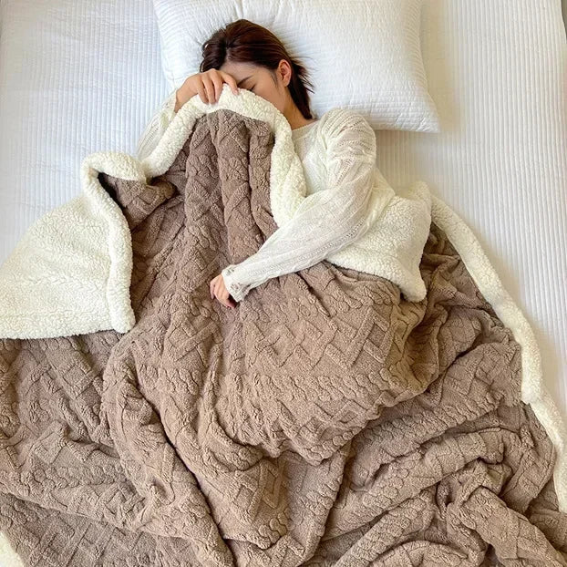 Soft Woolen Blanket, 100% Polyester, Striped Design