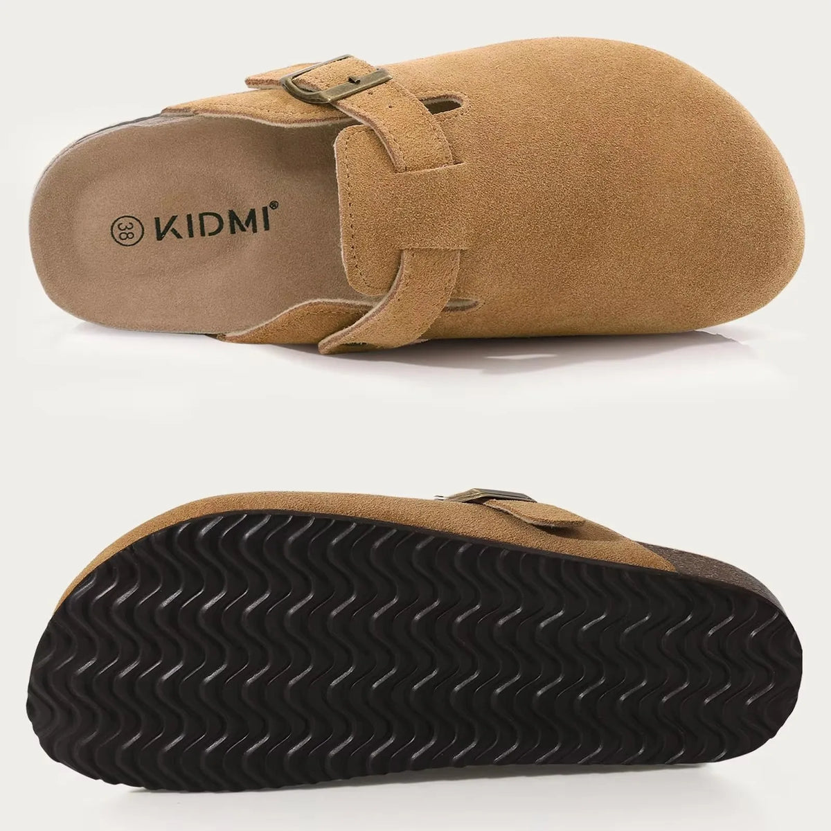Genuine Leather Clogs with Cork Footbed for Women