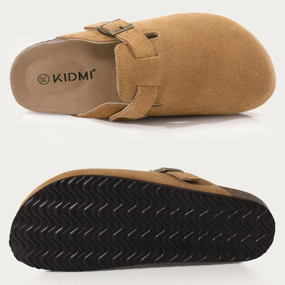 Genuine Leather Clogs with Cork Footbed for Women