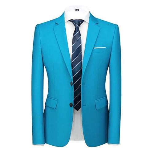 Men's Solid Color Formal Suit Jacket Slim Fit Blazer
