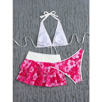 Elegant Floral High-Waist Bikini Set for Women
