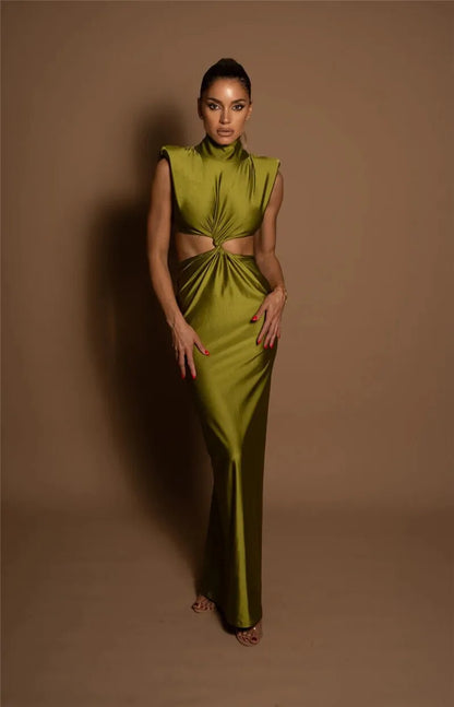 Hollow Out Turtleneck Maxi Dress for Women