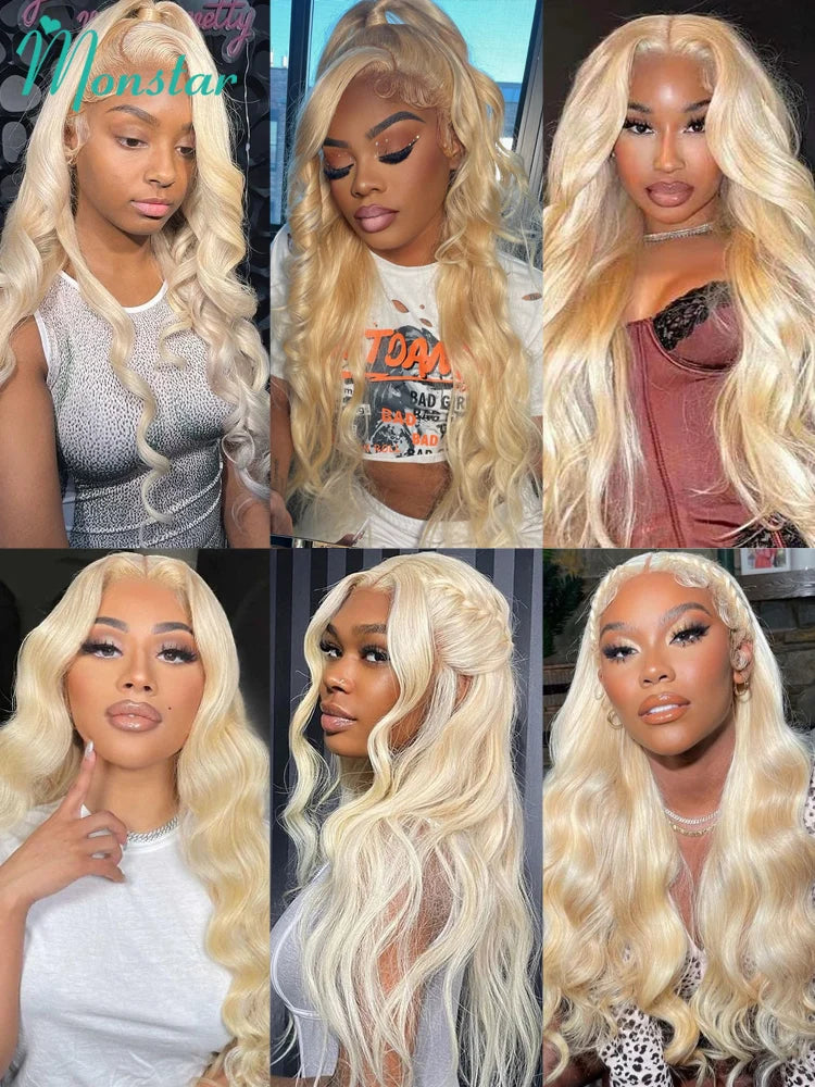 613 Honey Blonde Body Wave Human Hair Wig 360 Lace Frontal