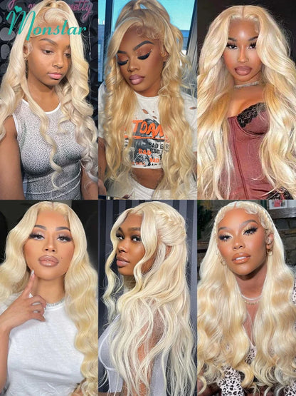 613 Honey Blonde Body Wave Human Hair Wig 360 Lace Frontal