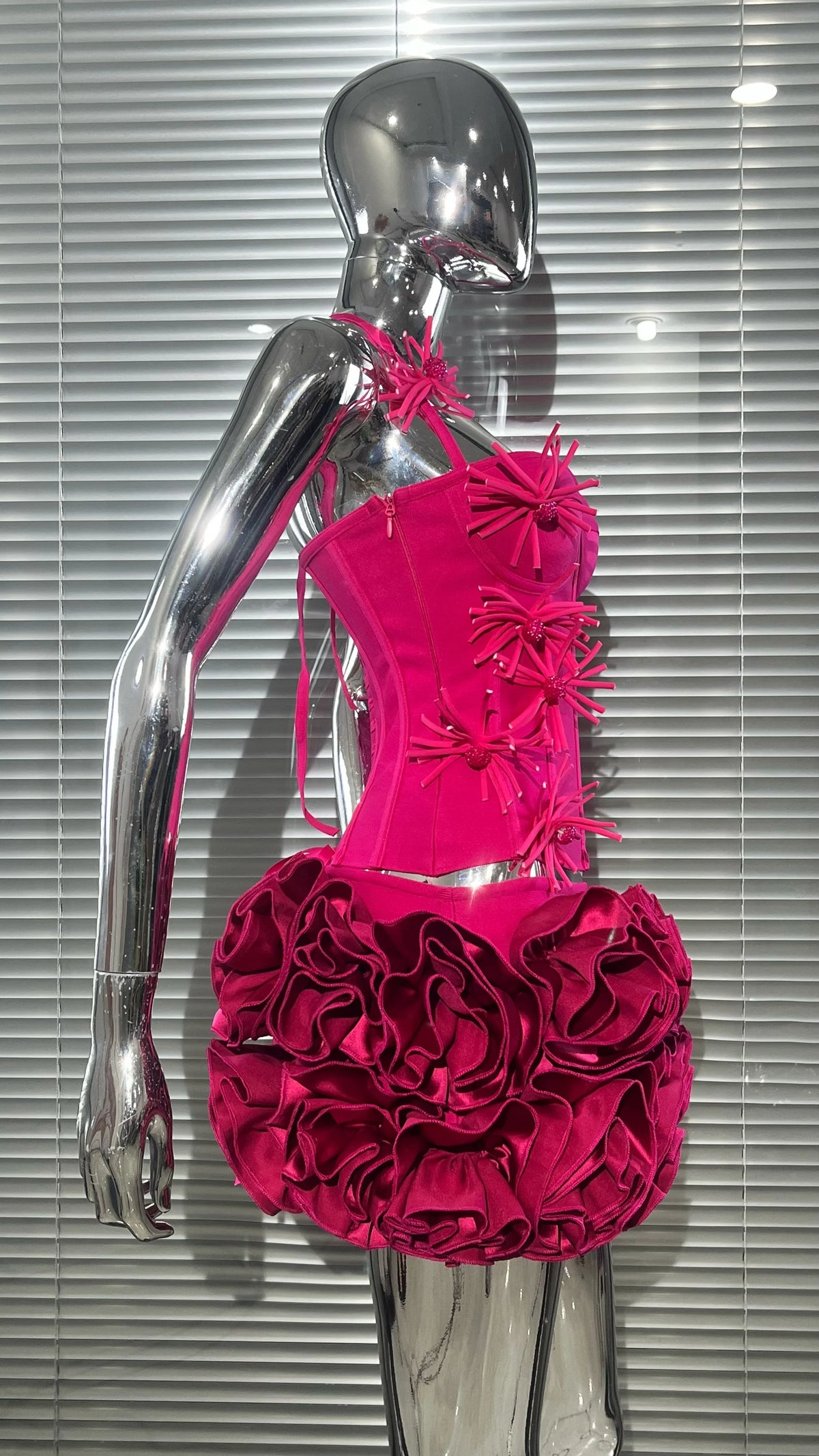 Black Red Women Strapless Bodycon Mini Skirt Set