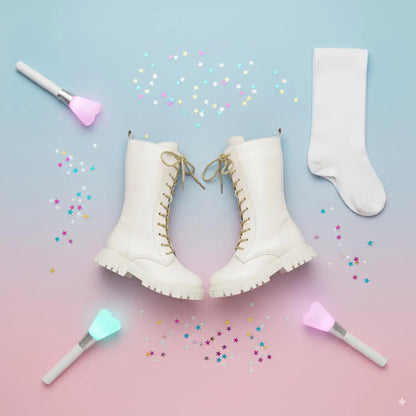 Punk Gothic Mid-Calf Combat Boots for Girls