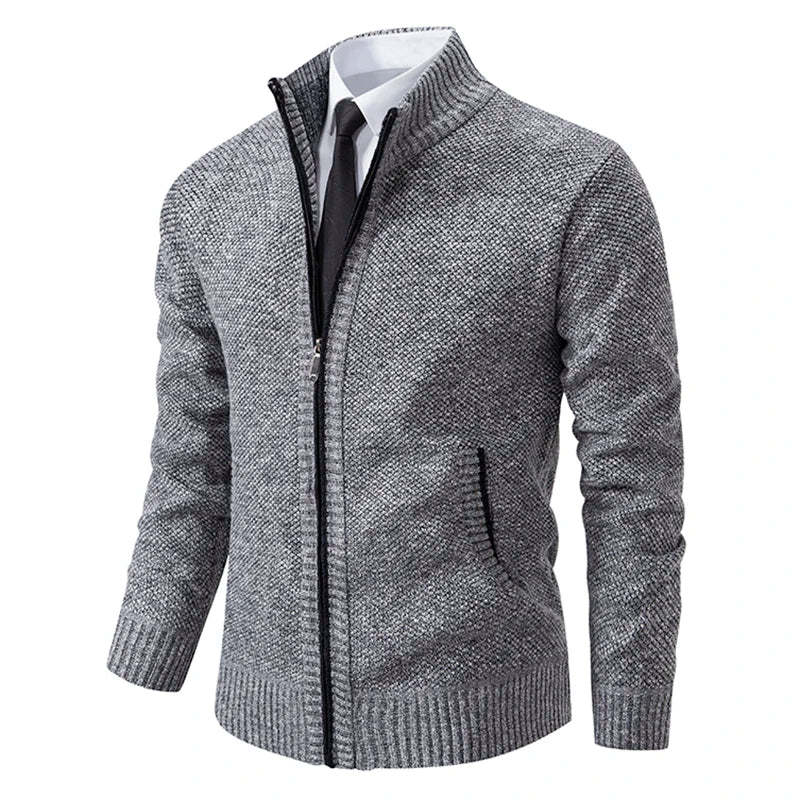 Men's Fleece Zipper Cardigan Casual Sports Coat