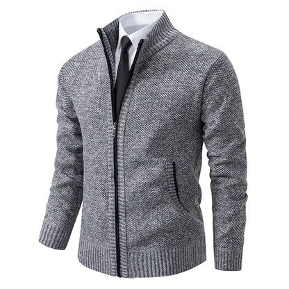 Men's Fleece Zipper Cardigan Casual Sports Coat