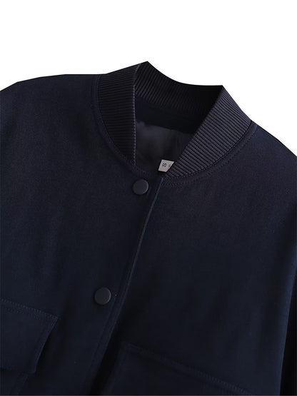 Willshela Women Solid V-Neck Bomber Jacket
