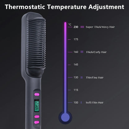 Electric Hot Comb Straight Hair Straightener Brush