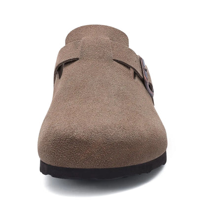 Genuine Leather Clogs with Cork Footbed for Women