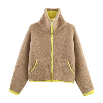 Casual Zipper Jacket Coat for Women in Polyester