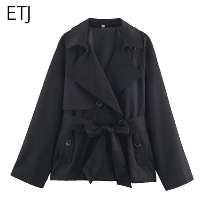 Women's Casual Double-Breasted Trench Coat in Maillard Color