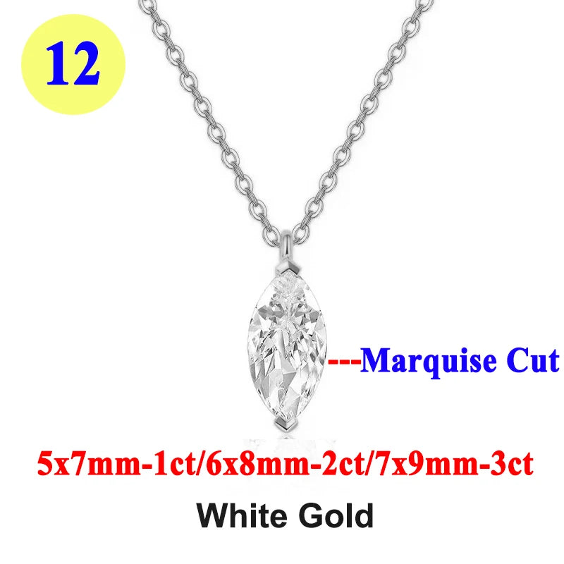 Moissanite Pendant Necklace 18K Gold Plated Women