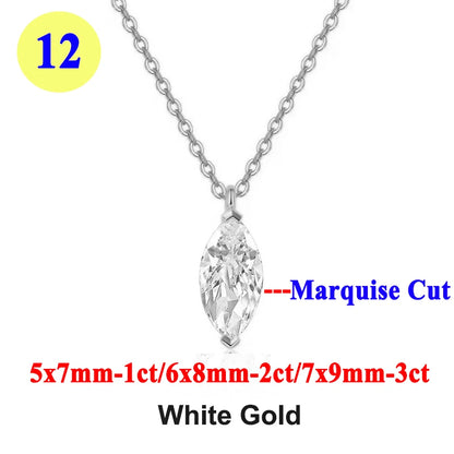 Moissanite Pendant Necklace 18K Gold Plated Women