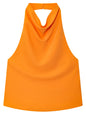 Halter Satin Backless Corset Top for Women in Yellow Pink Black