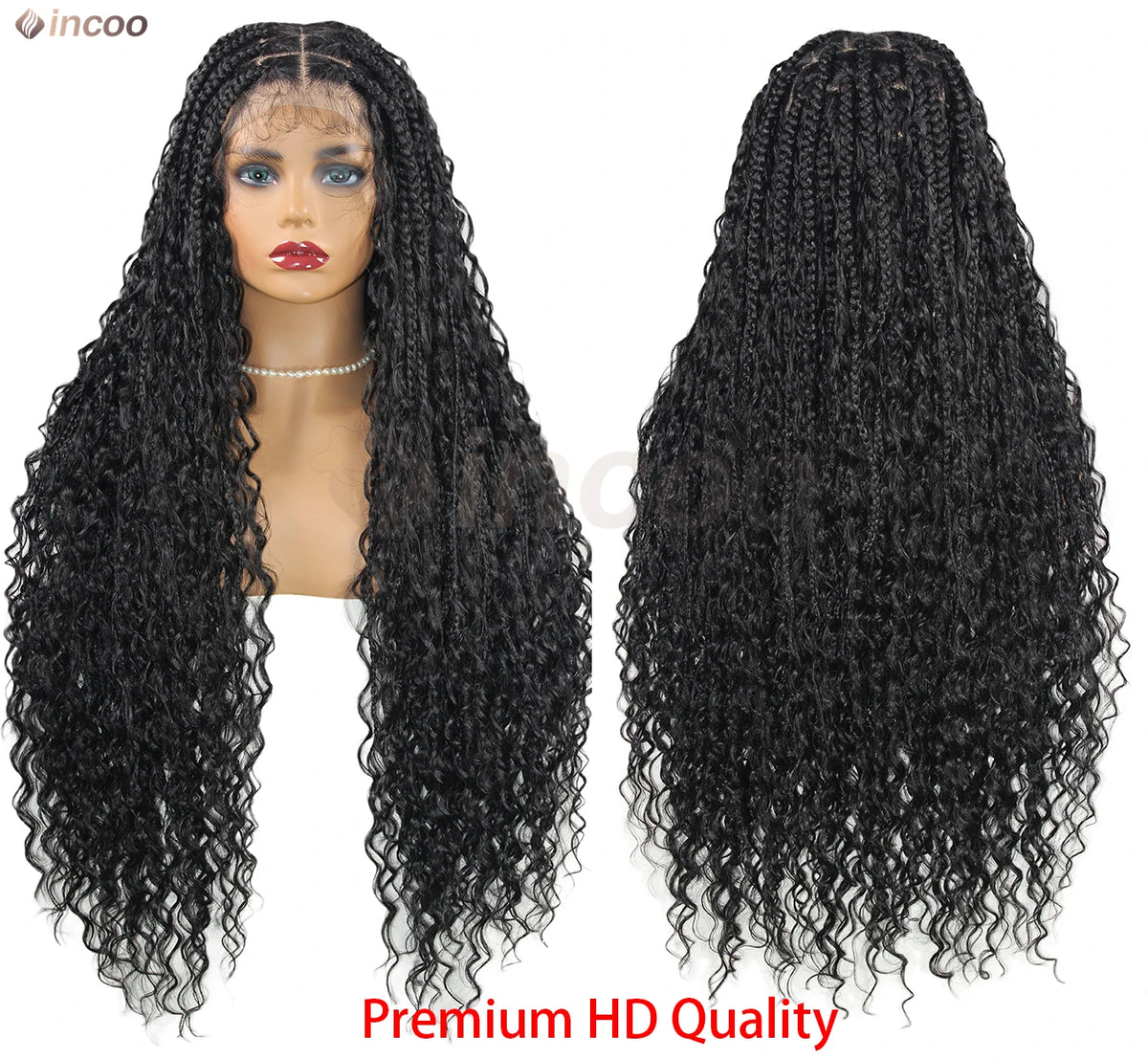 Boho Box Braided Curly Hair Full Lace Wig Burgundy