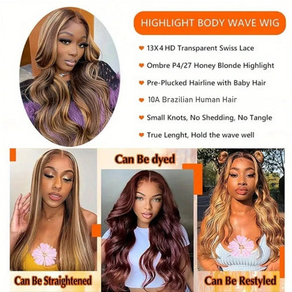 30 Inch Honey Blonde Ombre Lace Front Wig Human Hair