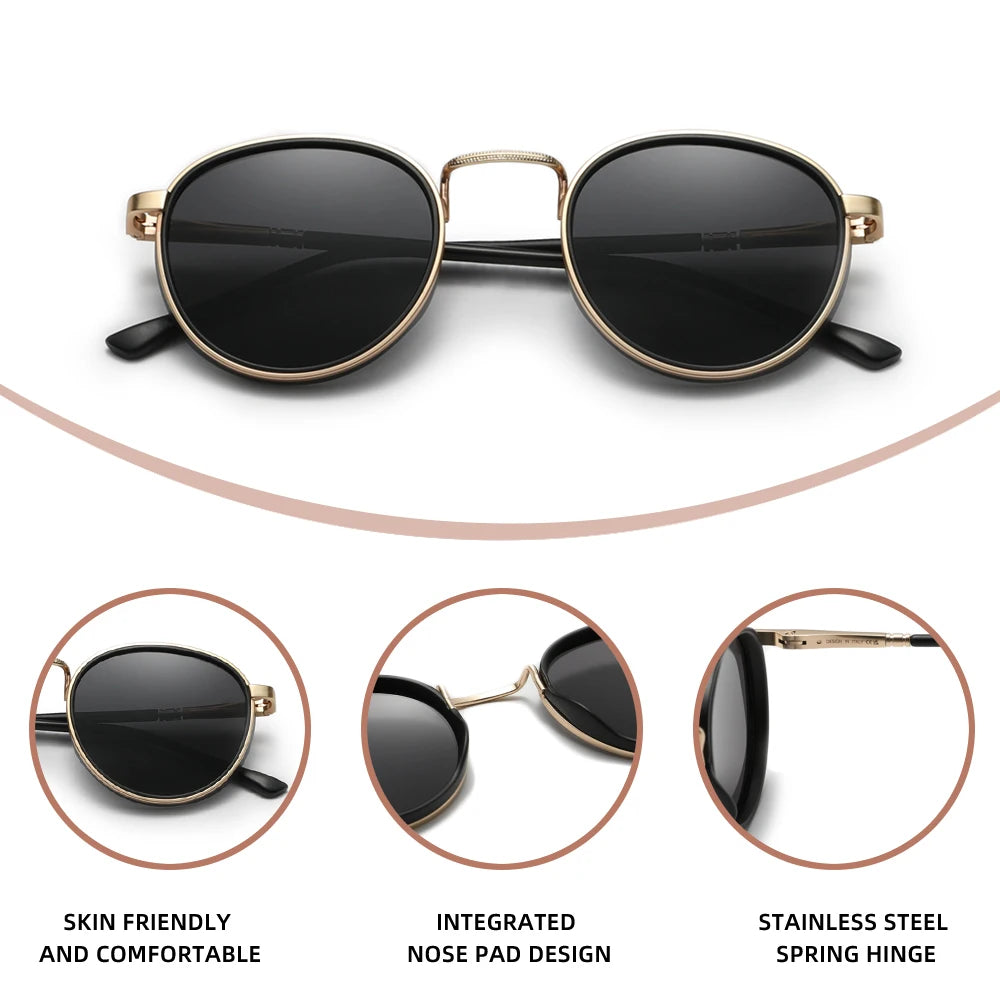 KINGDREAM Polarized Round Frame Sunglasses UV400