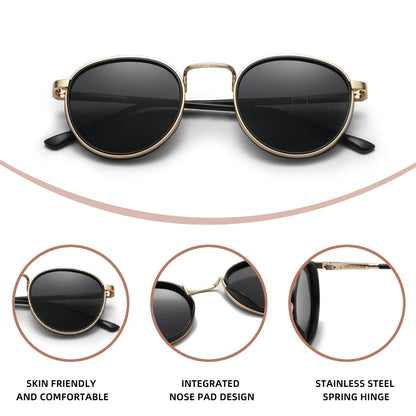 KINGDREAM Polarized Round Frame Sunglasses UV400