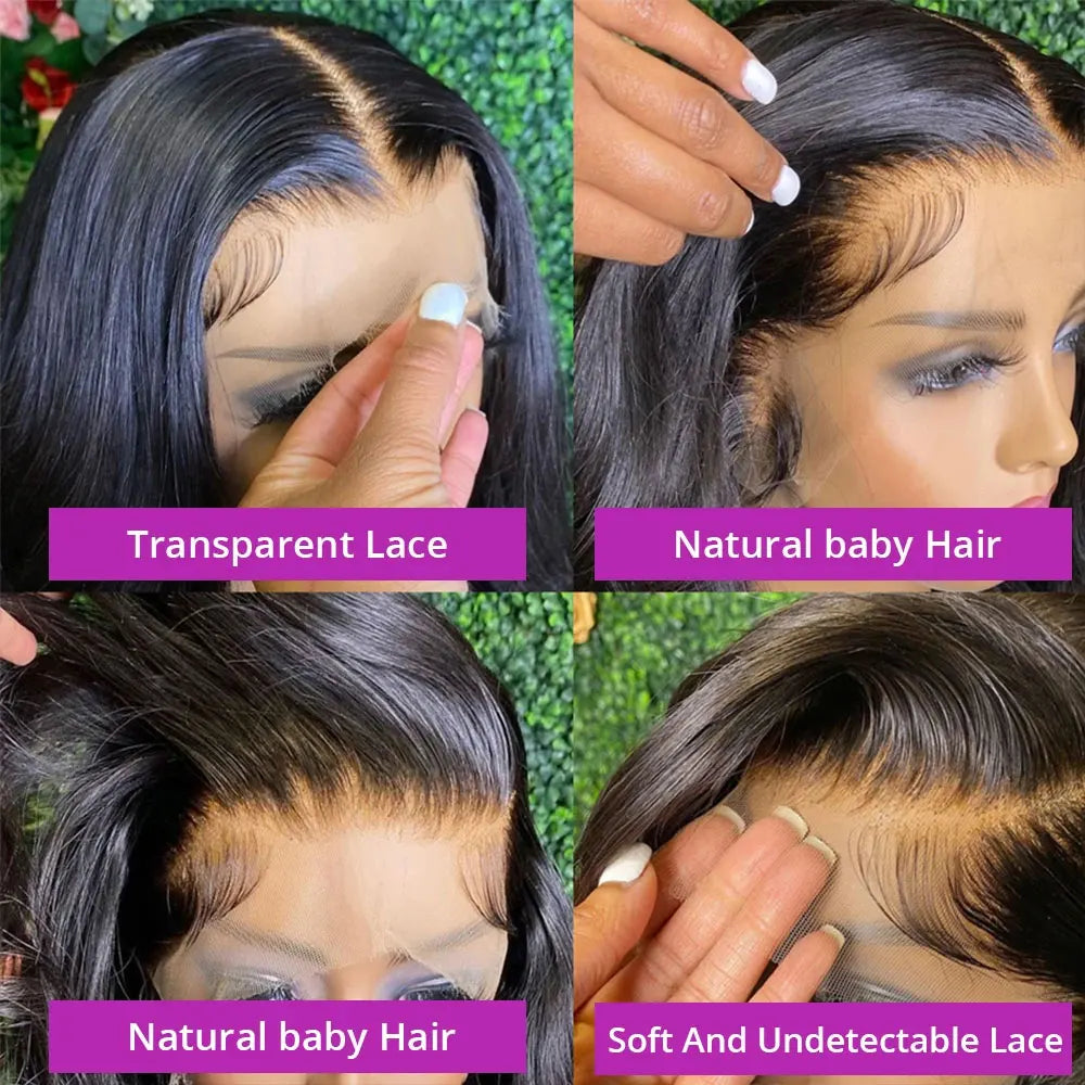 Transparent Bone Straight Lace Front Wig 250% Brazilian Hair