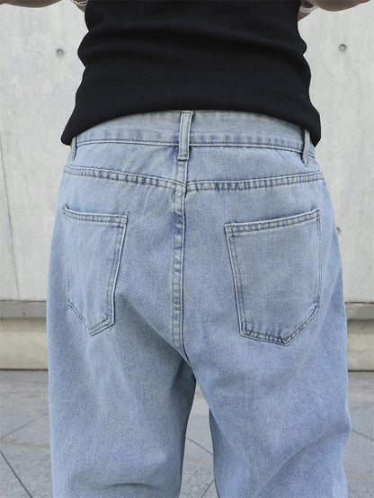 Men's Baggy Denim Jeans Casual Loose Straight Pants