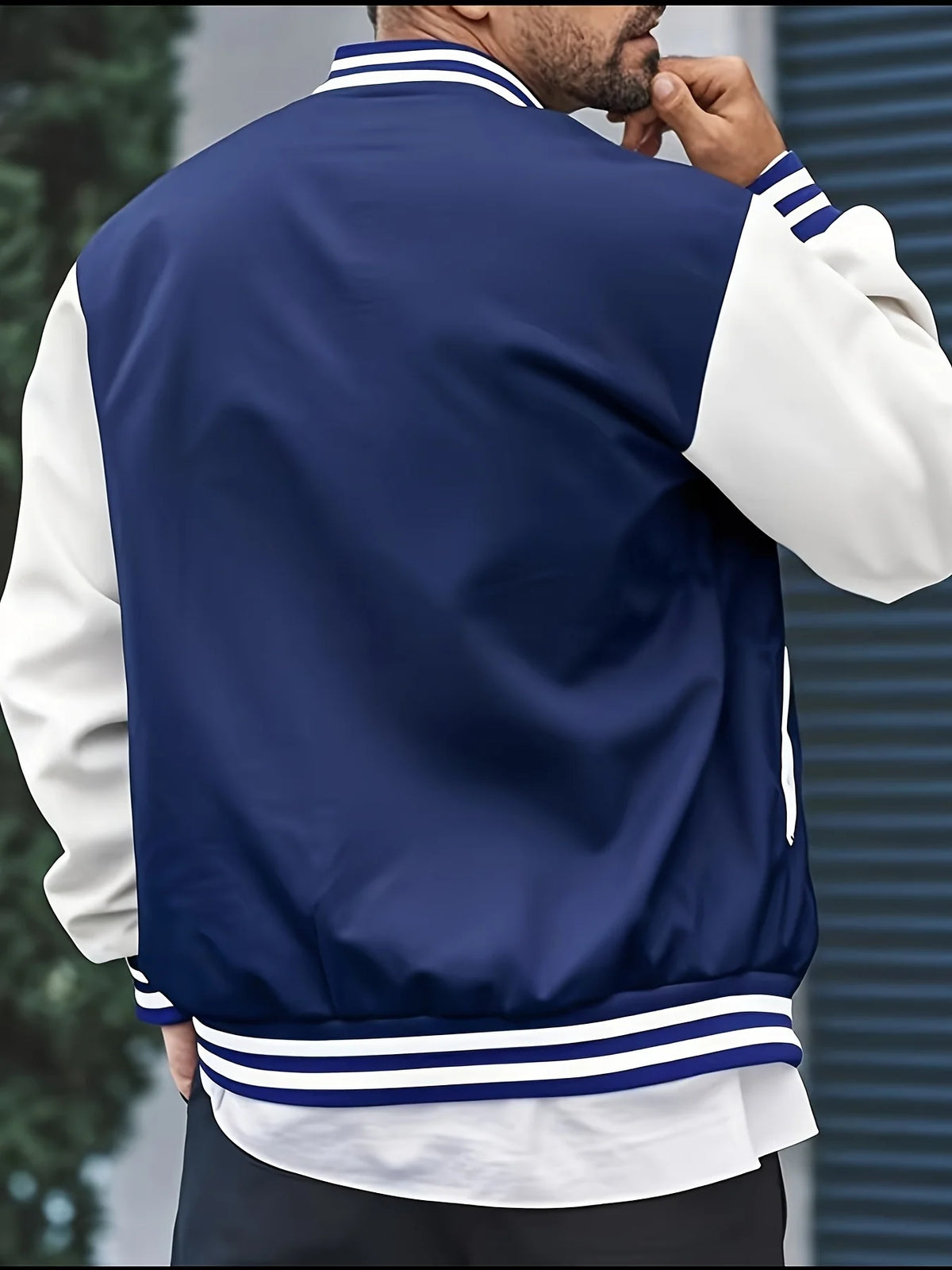 Men's Multi-Color Cotton Streetwear Baseball Jacket